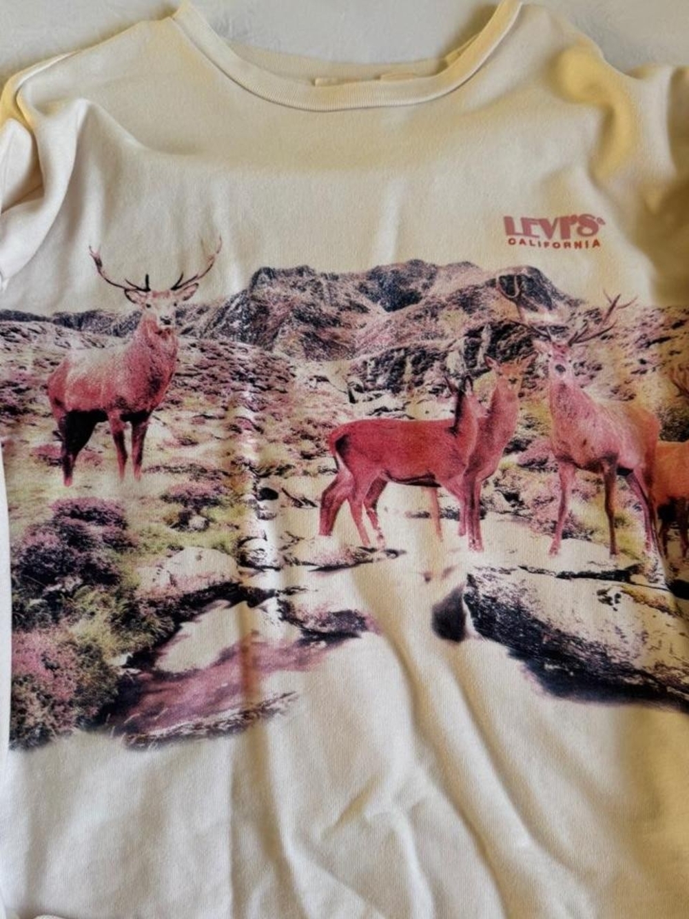 Levi's Cream Sweater with Deer Graphic